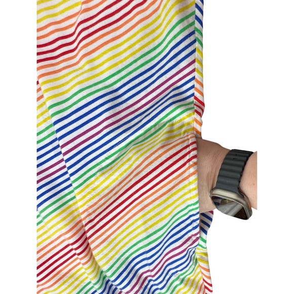 Lands End Shift Dress Plus Size 1X Sleeveless Rainbow‎ Stripe Notch Neck Pockets - Picture 6 of 8